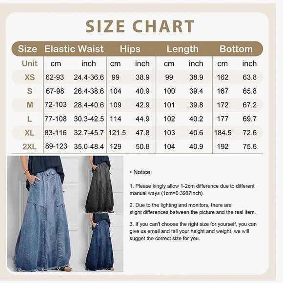 Frayed Edge Hem Denim Maxi Skirt w/Pockets - Picture 7 of 11